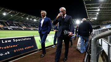 SWANSEA, WALES - NOVEMBER 26: Alan Pardew, manager of Crystal Palace leaves the stadium after the final whistle during the Premier League match between Swansea City and Crystal Palace at Liberty Stadium on November 26, 2016 in Swansea, Wales. (Photo by Jan Kruger/Getty Images)