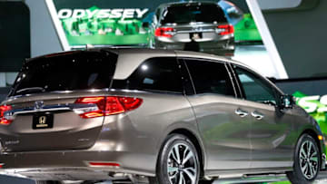 DETROIT, MI - JANUARY 9: The 2018 Honda Odyssey minivan is shown at its reveal at the 2017 North American International Auto Show on January 9, 2017 in Detroit, Michigan. Approximately 5000 journalists from around the world and nearly 800,000 people are expected to attend the NAIAS between January 8th and January 22nd to see the more than 750 vehicles and numerous interactive displays. (Photo by Bill Pugliano/Getty Images)