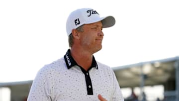 Mar 20, 2021; Palm Beach Gardens, Florida, USA; Matt Jones walks off the 18th green after his third round of The Honda Classic golf tournament. Mandatory Credit: Jasen Vinlove-USA TODAY Sports