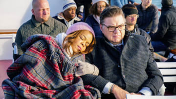 CHICAGO MED -- "I Can't Imagine the Future" Episode 509 -- Pictured: (l-r) Paula Newsome as Caroline Charles, Oliver Platt as Dr. Daniel Charles -- (Photo by: Elizabeth Sisson/NBC)