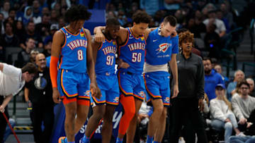 Jeremiah Robinson-Earl #50 of the Oklahoma City Thunder (Photo by Tim Heitman/Getty Images)