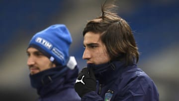 GENK, BELGIUM - NOVEMBER 19: Sandro Tonali of Italy looks on during a training session on November 19, 2018 in Genk, Belgium. (Photo by Claudio Villa/Getty Images)