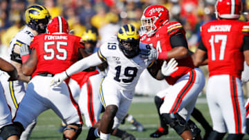 2021 NFL Draft prospect Kwity Paye #19 of the Michigan Wolverines (Photo by Joe Robbins/Getty Images)
