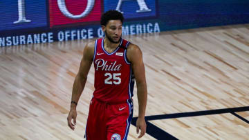 LAKE BUENA VISTA, FLORIDA - AUGUST 05: Ben Simmons #25 of the Philadelphia 76ers could be a trade target for the New Orleans Pelicans. (Photo by Ashley Landis-Pool/Getty Images)