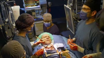 CHICAGO MED -- "On Shaky Ground" Episode 309 -- Pictured: (l-r) Norma Kuhling as Dr. Ava Bekker, Malcolm McDowell as Dr. Jaffrey, Colin Donnell as Dr. Connor Rhodes -- (Photo by: Elizabeth Sisson/NBC)