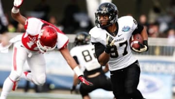 Jan 4, 2014; Birmingham, AL, USA; Vanderbilt Commodores wide receiver Jordan Matthews (87) carries the ball for a touchdown during the 2014 Compass Bowl against the Houston Cougars at Legion Field. Mandatory Credit: Marvin Gentry-USA TODAY Sports