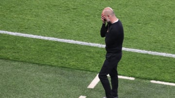 PARIS, FRANCE - APRIL 28: Head coach Josep Guardiola of Manchester City reacts during the UEFA Champions League Semi Final First Leg match between Paris Saint-Germain and Manchester City at Parc des Princes on April 28, 2021 in Paris, France. (Photo by Xavier Laine/Getty Images)