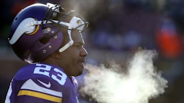 Jan 10, 2016; Minneapolis, MN, USA; Minnesota Vikings cornerback Terence Newman (23) before a NFC Wild Card playoff football game against the Seattle Seahawks at TCF Bank Stadium. Mandatory Credit: Brace Hemmelgarn-USA TODAY Sports