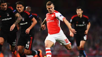 LONDON, ENGLAND - AUGUST 27: Jack Wilshere of Arsenal shoots on goal during the UEFA Champions League Qualifier 2nd leg match between Arsenal and Besiktas at the Emirates Stadium on August 27, 2014 in London, United Kingdom. (Photo by Shaun Botterill/Getty Images)