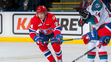 KELOWNA, CANADA - JANUARY 4: Ty Smith #24 of the Spokane Chiefs skates against the Kelowna Rockets on January 4, 2017 at Prospera Place in Kelowna, British Columbia, Canada. (Photo by Marissa Baecker/Getty Images)