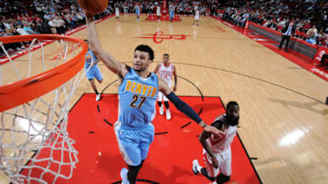 HOUSTON, TX - APRIL 5: Jamal Murray #27 of the Denver Nuggets goes to the basket against the Houston Rockets on April 5, 2017 at the Toyota Center in Houston, Texas. NOTE TO USER: User expressly acknowledges and agrees that, by downloading and or using this photograph, User is consenting to the terms and conditions of the Getty Images License Agreement. Mandatory Copyright Notice: Copyright 2017 NBAE (Photo by Bill Baptist/NBAE via Getty Images)