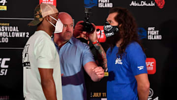 Kamaru Usman and Jorge Masvidal (Photo by Jeff Bottari/Zuffa LLC via Getty Images)