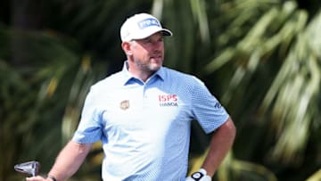 PALM BEACH GARDENS, FLORIDA - MARCH 01: Lee Westwood of England plays his shot from the third tee during the final round of the Honda Classic at PGA National Resort and Spa Champion course on March 01, 2020 in Palm Beach Gardens, Florida. (Photo by Matt Sullivan/Getty Images)