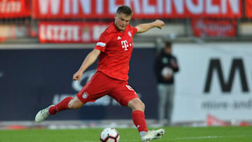 WOLFSBURG, GERMANY - MAY 22: Lars Lukas Mai of Muenchen kicks the ball during the Third League Playoff First Leg match between VfL Wolfsburg II v Bayern Muenchen II at AOK-Stadion on on May 22, 2019 in Wolfsburg, Germany. (Photo by Thomas F. Starke/Bongarts/Getty Images)