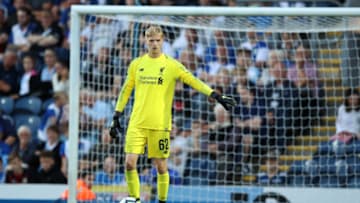 BLACKBURN, ENGLAND - JULY 19: Caoimhin Kelleher of Liverpool during the Pre-Season Friendly between Blackburn Rovers and Liverpool at Ewood Park on July 19, 2018 in Blackburn, England. (Photo by Lynne Cameron/Getty Images)