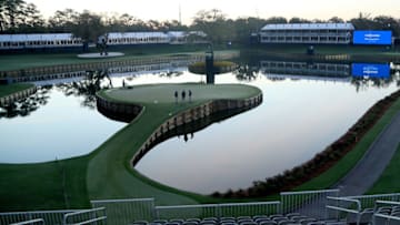 PONTE VEDRA BEACH, FLORIDA - MARCH 13: A general view of the 17th green is seen after the cancellation of the The PLAYERS Championship and consecutive PGA Tour events through April 5th,2020 due to the COVID-19 pandemic on March 13, 2020 in Ponte Vedra Beach, Florida. (Photo by Sam Greenwood/Getty Images)