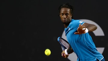 RIO DE JANEIRO, BRAZIL - FEBRUARY 23: Gael Monfils of France returns a shot to Diego Schwartzman of Argentina during the quarter finals of the ATP Rio Open 2018 at Jockey Club Brasileiro on February 23, 2018 in Rio de Janeiro, Brazil. (Photo by Buda Mendes/Getty Images)