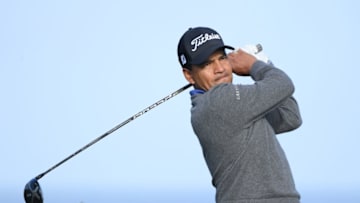 PEBBLE BEACH, CALIFORNIA - FEBRUARY 08: Fabian Gomez of Argentina plays his shot from the fourth tee during the third round of the AT&T Pebble Beach Pro-Am at Spyglass Hill Golf Course on February 08, 2020 in Pebble Beach, California. (Photo by Harry How/Getty Images)
