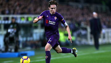 FLORENCE, ITALY - FEBRUARY 27: Federico Chiesa of ACF Fiorentina in action during the Coppa Italia match between ACF Fiorentina and Atalanta BC on February 27, 2019 in Florence, Italy. (Photo by Gabriele Maltinti/Getty Images)