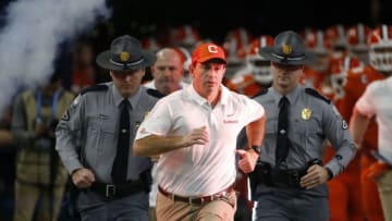 ARLINGTON, TEXAS - DECEMBER 29: Head coach Dabo Swinney of the Clemson Tigers takes the field with his team before the game against the Notre Dame Fighting Irish during the College Football Playoff Semifinal Goodyear Cotton Bowl Classic at AT&T Stadium on December 29, 2018 in Arlington, Texas. (Photo by Ron Jenkins/Getty Images)