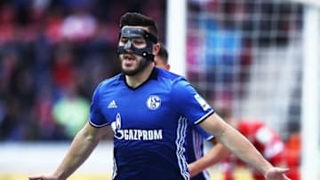 MAINZ, GERMANY - MARCH 19: Sead Kolasinac of Schalke 04 celebrates after scoring a goal during the Bundesliga match between 1. FSV Mainz 05 and FC Schalke 04 at Opel Arena on March 19, 2017 in Mainz, Germany. (Photo by Alex Grimm/Bongarts/Getty Images)
