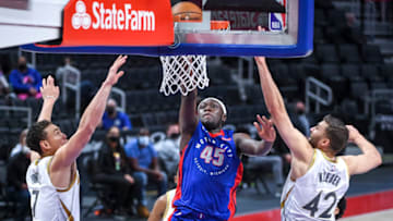 Sekou Doumbouya #45 of the Detroit Pistons (Photo by Nic Antaya/Getty Images)