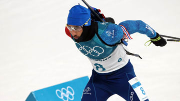 PYEONGCHANG-GUN, SOUTH KOREA - FEBRUARY 12: Martin Fourcade of France wins the gold medal during the Biathlon Men's and Women's Pursuit at Alpensia Biathlon Centre on February 12, 2018 in Pyeongchang-gun, South Korea. (Photo by Christophe Pallot/Agence Zoom/Getty Images)