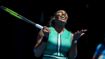 MELBOURNE, AUSTRALIA - JANUARY 23 : Serena Williams of  United States shows her frustration during the quarterfinals on day 10 of the Australian Open on January 23 2019, at Melbourne Park in Melbourne, Australia.(Photo by Jason Heidrich/Icon Sportswire via Getty Images)