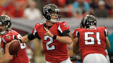 Sep 11, 2016; Atlanta, GA, USA; Atlanta Falcons quarterback Matt Ryan (2) passes the ball against the Tampa Bay Buccaneers during the first quarter at the Georgia Dome. Mandatory Credit: Dale Zanine-USA TODAY Sports