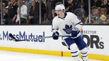 BOSTON, MA - APRIL 23: Toronto Maple Leafs right wing Mitchell Marner (16) during Game 7 of the 2019 First Round Stanley Cup Playoffs between the Boston Bruins and the Toronto Maple Leafs on April 23, 2019, at TD Garden in Boston, Massachusetts. (Photo by Fred Kfoury III/Icon Sportswire via Getty Images)