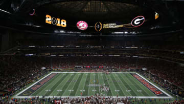 ATLANTA, GA - JANUARY 08: General view of Mercedes-Benz Stadium during the College Football Playoff National Championship game between the Georgia Bulldogs and the Alabama Crimson Tide on January 8, 2018 in Atlanta, Georgia. (Photo by Mike Zarrilli/Getty Images)