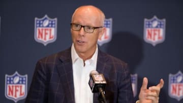 Mar 26, 2014; Orlando, FL, USA; President and CEO of the Atlanta Falcons Rich McKay speaks during a press conference at the NFL Annual Meetings. Mandatory Credit: Rob Foldy-USA TODAY Sports