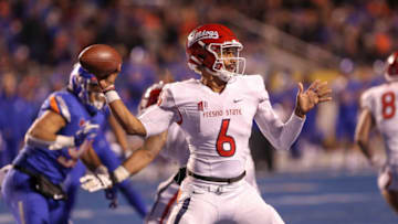 BOISE, ID - NOVEMBER 09: Quarterback Marcus McMaryion #6 of the Fresno State Bulldogs prepares to throw a pass during second half action against the Boise State Broncos on November 9, 2018 at Albertsons Stadium in Boise, Idaho. Boise State won the game 24-17. (Photo by Loren Orr/Getty Images)