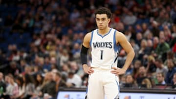 MINNEAPOLIS, MN - February 4: Tyus Jones #1 of the Minnesota Timberwolves looks on during the game against the Memphis Grizzlies on February 4, 2017 at Target Center in Minneapolis, Minnesota. NOTE TO USER: User expressly acknowledges and agrees that, by downloading and or using this Photograph, user is consenting to the terms and conditions of the Getty Images License Agreement. Mandatory Copyright Notice: Copyright 2017 NBAE (Photo by Jordan Johnson/NBAE via Getty Images)