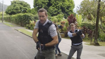 "'A'ole e 'lelo mai ana ke ahi ua ana ia" -- McGarrett and Danny recruit Tani Rey (Meaghan Rath) to join the task force when diabolical hacker Aaron Wright (Joey Lawrence) releases a dangerous arsonist from prison, on the eighth season premiere of HAWAII FIVE-0, Friday, Sept. 29 (9:00-10:00 PM, ET/PT) on the CBS Television Network. The season premiere includes animation of one of McGarrett and Danny's infamous "car-guements." Also, Randy Couture returns, and Joey Lawrence joins his brother, Andrew, when he guest stars as Aaron Wright, a hacker. Pictured left to right: Alex O'Loughlin as Steve McGarrett and Scott Caan as Danny :Danno" Williams. Photo: Best Screen Grab Available/CBS ÃÂ©2017 CBS Broadcasting, Inc. All Rights Reserved ("'A'ole e 'lelo mai ana ke ahi ua ana ia" is Hawaiian for "Fire Will Never Say that It Has Had Enough")