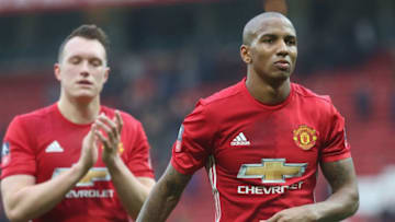 MANCHESTER, ENGLAND - JANUARY 07: Ashley Young of Manchester United applauds the fans after the Emirates FA Cup Third Round match between Manchester United and Reading at Old Trafford on January 7, 2017 in Manchester, England. (Photo by Tom Purslow/Man Utd via Getty Images)
