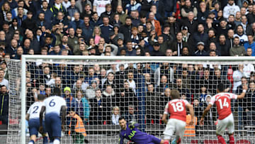 LONDON, ENGLAND - MARCH 02: Pierre-Emerick Aubameyang of Arsenal has his penalty saved by Hugo Lloris of Tottenham Hotspur during the Premier League match between Tottenham Hotspur and Arsenal FC at Wembley Stadium on March 02, 2019 in London, United Kingdom. (Photo by Michael Regan/Getty Images)