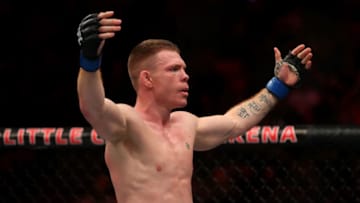 7DETROIT, MI - DECEMBER 02: Paul Felder celebrates his victory over Charles Oliveira during UFC 218 at Little Ceasars Arena on December 2, 2018 in Detroit, Michigan. (Photo by Gregory Shamus/Getty Images)