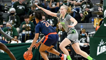 Michigan State's Matilda Ekh, right, guards Illinois' Adalia McKenzie during the third quarter on Thursday, Dec. 9, 2021, at the Breslin Center in East Lansing.211209 Msu Ill W Bball 095a
