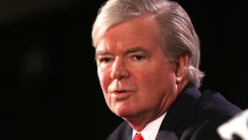 SAN ANTONIO, TX - MARCH 29: NCAA President Dr. Mark Emmert speaks to the media during media day for the 2018 Men's NCAA Final Four at the Alamodome on March 29, 2018 in San Antonio, Texas. (Photo by Mike Lawrie/Getty Images)