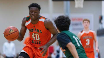 Indiana Elite center Flory Bidunga in action at the Adidas May Classic.