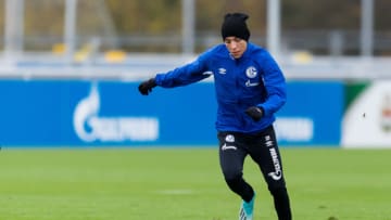 GELSENKIRCHEN, GERMANY - NOVEMBER 13: Amine Harit of FC Schalke 04 controls the ball during the FC Schalke 04 training session on November 13, 2019 in Gelsenkirchen, Germany. (Photo by TF-Images/Getty Images)