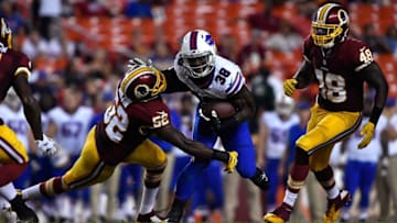 Running back James Jr. Wilder #38 of the Buffalo Bills runs the ball against the Washington Redskins at FedExField on August 26, 2016 in Landover, Maryland. The Redskins defeated the Bills 21-16. (Photo by Larry French/Getty Images)