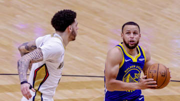 Stephen Curry, Lonzo Ball, Chicago Bulls Mandatory Credit: Stephen Lew-USA TODAY Sports