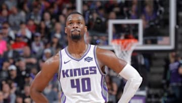 SACRAMENTO, CA - MARCH 23: Harrison Barnes #40 of the Sacramento Kings looks on during the game against the Phoenix Suns on March 23, 2019 at Golden 1 Center in Sacramento, California. NOTE TO USER: User expressly acknowledges and agrees that, by downloading and or using this photograph, User is consenting to the terms and conditions of the Getty Images Agreement. Mandatory Copyright Notice: Copyright 2019 NBAE (Photo by Rocky Widner/NBAE via Getty Images)