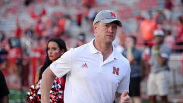 Nebraska Cornhuskers Head coach Scott Frost of the Nebraska Cornhuskers leaves the field (Photo by Steven Branscombe/Getty Images)