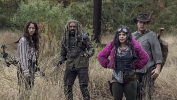 Khary Payton as Ezekiel, Eleanor Matsuura as Yumiko, Josh McDermitt as Dr. Eugene Porter, Paola Lazaro as Princess - The Walking Dead _ Season 10, Episode 15 - Photo Credit: Jace Downs/AMC