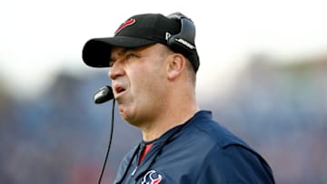 NASHVILLE, TN - DECEMBER 03: Head coach Bill O'Brien of the Houston Texans reacts against the Tennessee Titans during the second half at Nissan Stadium on December 3, 2017 in Nashville, Tennessee. (Photo by Wesley Hitt/Getty Images)