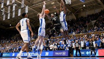 Duke basketball freshmen TJ Power and Sean Stewart (Photo by Grant Halverson/Getty Images)