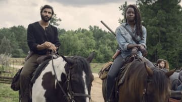 Avi Nash as Siddiq, Danai Gurira as Michonne - The Walking Dead _ Season 9, Episode 8 - Photo Credit: Gene Page/AMC